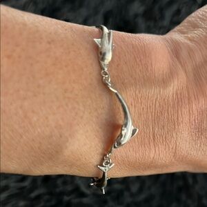 Sterling Silver Shark Bracelet with Intricate Design